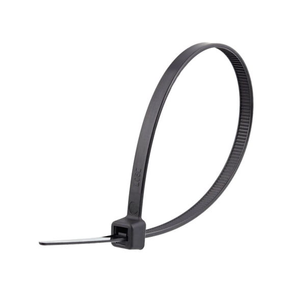 Secure Cable Ties 8 Inch High-Temp Resistant UV Black Standard Thermoflex Cable Ties - 100 Pack