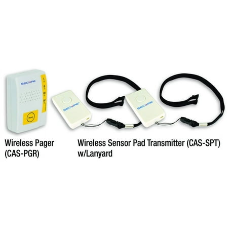Secure Caregiver Pager with Two Wireless Nurse Call Buttons - Batteries Included - One Year Warranty
