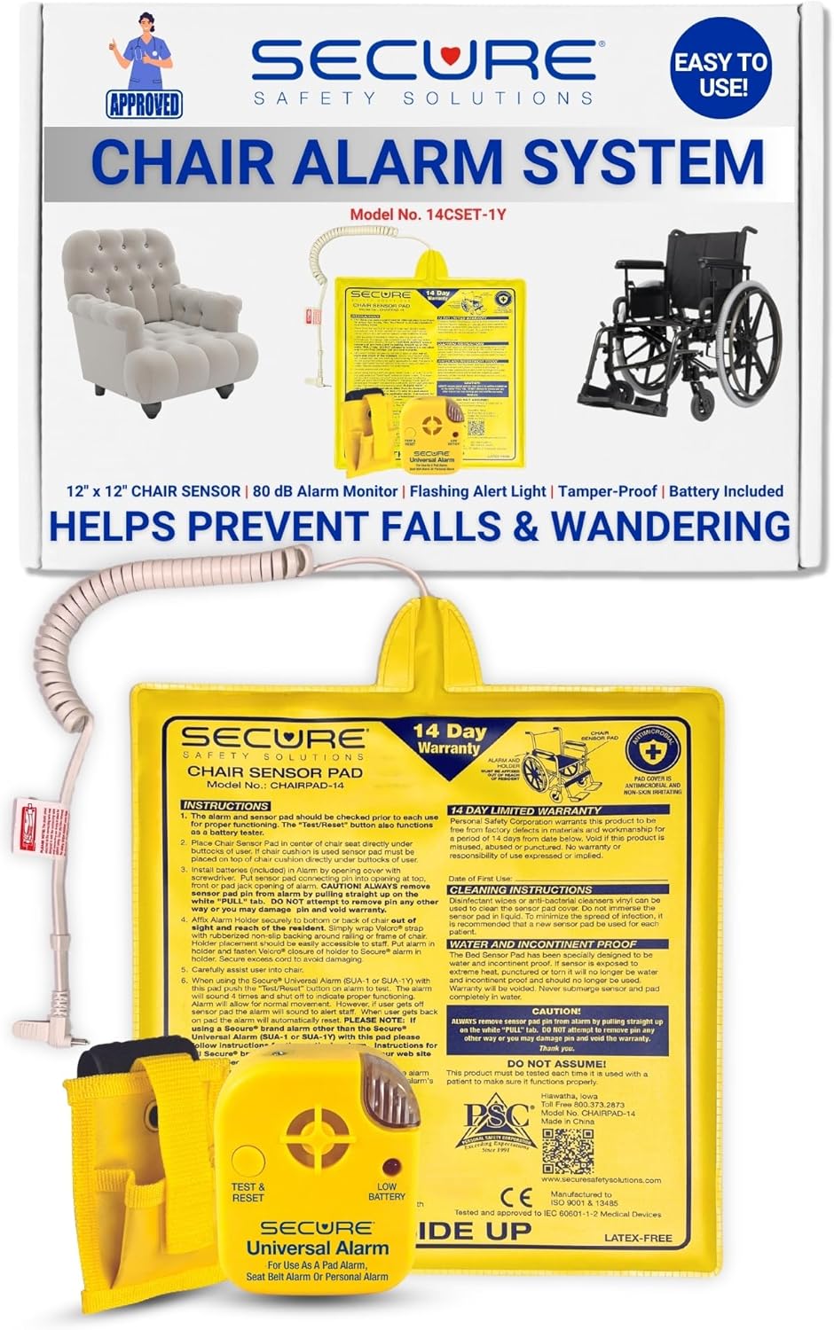 Chair Notifier Secure Chair Alarm for Elderly Dementia Patients - Caregiver Alert ...