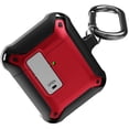 thumbnail image 1 of Secure-Click Series for Apple Airpods Case (1st and 2nd Gen), Nakedcellphone Rugged Hybrid Protective Cover with Carabiner Keychain Clip and Lock Closure for Airpods Console - Red, 1 of 8
