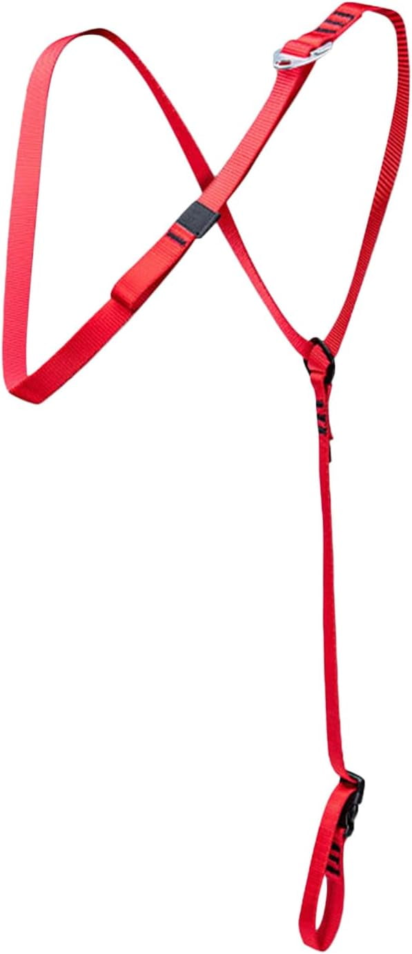 Secure Climbing Harness, Adjustable Chest Ascender, Medium Size Support for Rock Surfaces, Webbing Construction, Mountaineering Safety Gear, Outdoor Roofing Rescue Training Use, Red