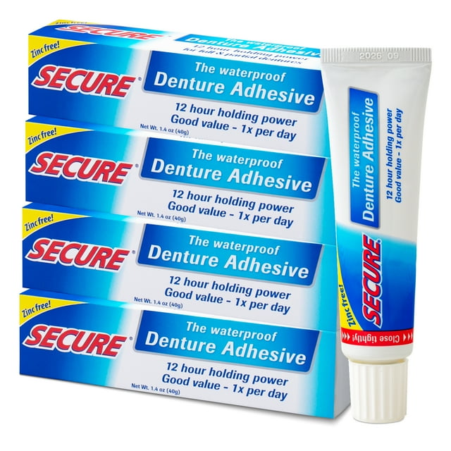 Secure Denture Adhesive Cream 12Hour Max Hold Patented Waterproof
