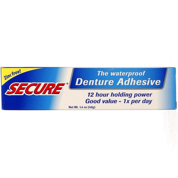 Secure Denture Waterproof Adhesive 1.40 oz (Pack of 6)