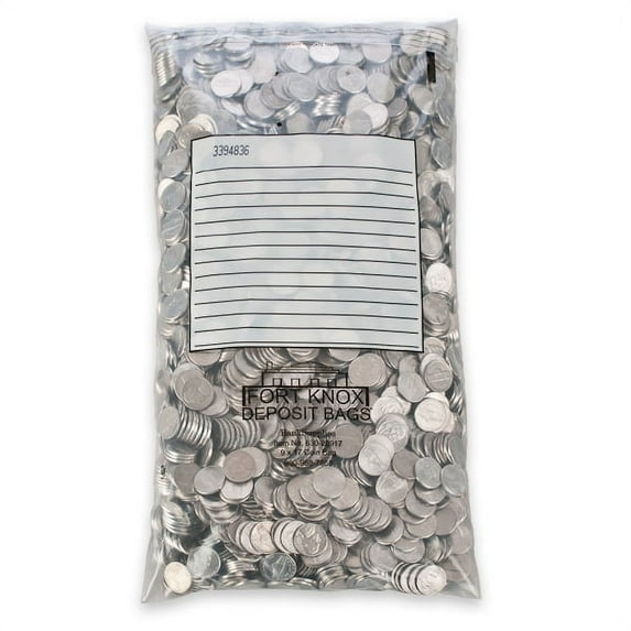 Secure, Durable, Self Sealing Coin Bags - White Block - 9 x 17 - 100/Box