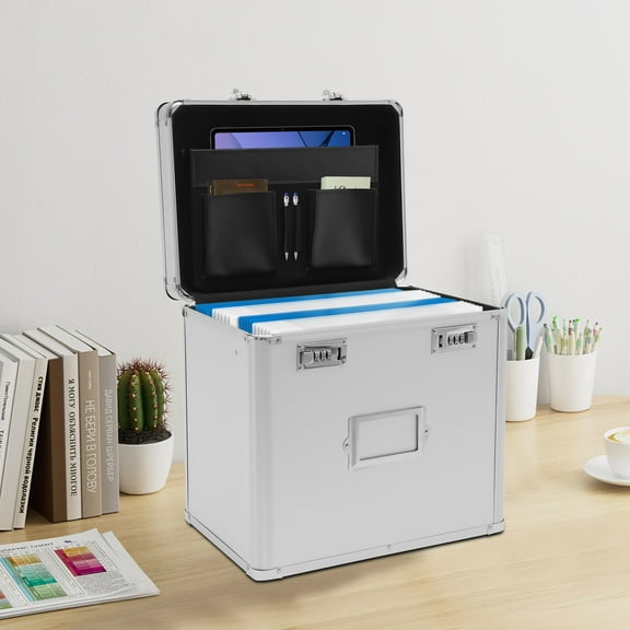 Secure File Organizer Box with Dual Combination Lock, Aluminum Alloy Storage, Large Capacity, and Convenient Slots