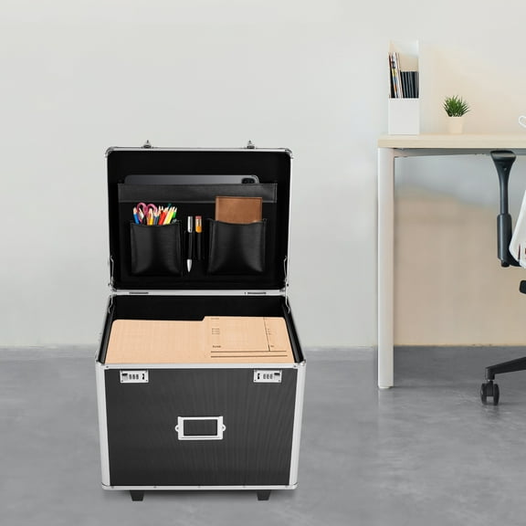 Secure File Storage Box, Aluminum Alloy Construction with Dual-Combination Lock, Multiple Slots for Organized and Safe File Storage