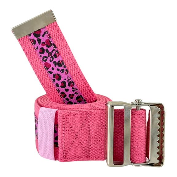 Secure Gait Belt for Seniors 60, Pink Leopard - Quick Release Metal Buckle - Transfer Walking Gate Lift Assist Elderly PT Physical Therapy