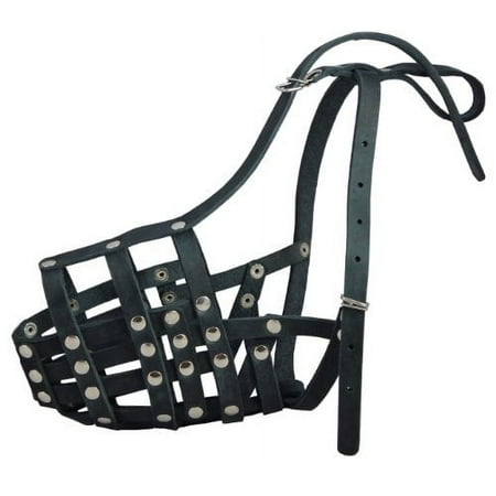 Secure Genuine Leather Mesh Dog Basket Muzzle - Doberman Male, (Circumference 14", Snout Length 3.5")