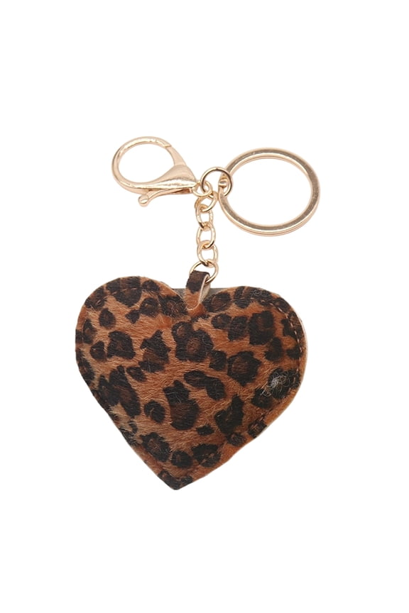 Secure Hook Leopard Heart Keychain PU Leather Key Holder Charm Ornament Perfect for Students Daily Use