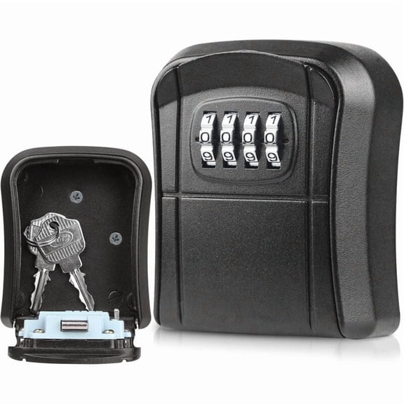 Secure Key Box, [Enhanced Security] 4 Digit Combination Code, Safe Storage Zinc Alloy Lock Safe Box, for Home Garage Keys, Black