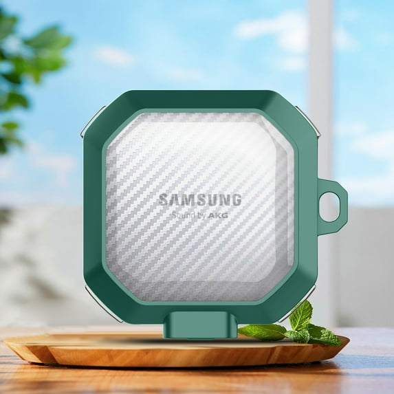 Secure Lock Clear Case Design for Galaxy Buds FE (2023)/ Galaxy Buds2 Pro Case (2022)/Galaxy Buds Pro (2021)/Galaxy Buds 2 (2021)/Galaxy Buds Live (2020) Carbon Fiber Case,Green