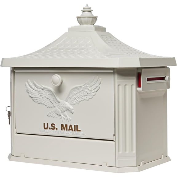 Secure, Locking USPS Approved Heavy Duty, Cast Aluminum Metal Post Mounted Mail Box for Outside, Black Large Curbside Mailbox with Magnetic, Lockable Double Doors