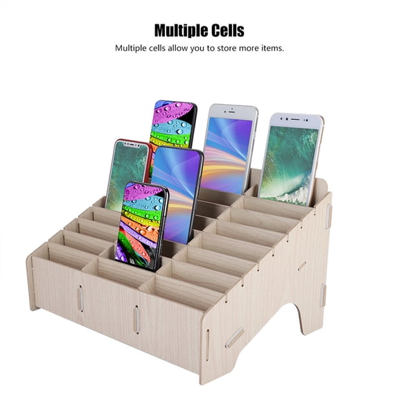 Secure Mobile Device Storage: Wooden Box Holds Multiple Phones, Ideal For Meetings Home Use