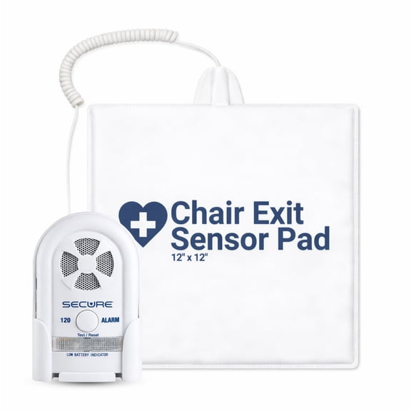 Secure Safety Solutions Chair Alarm for Elderly Adults - Long-Term 12x12 Sensor Pad, 80-120 dB Patient Monitor - Caregiver Alert System for Seniors - Wheelchair Fall Prevention for Dementia Patients