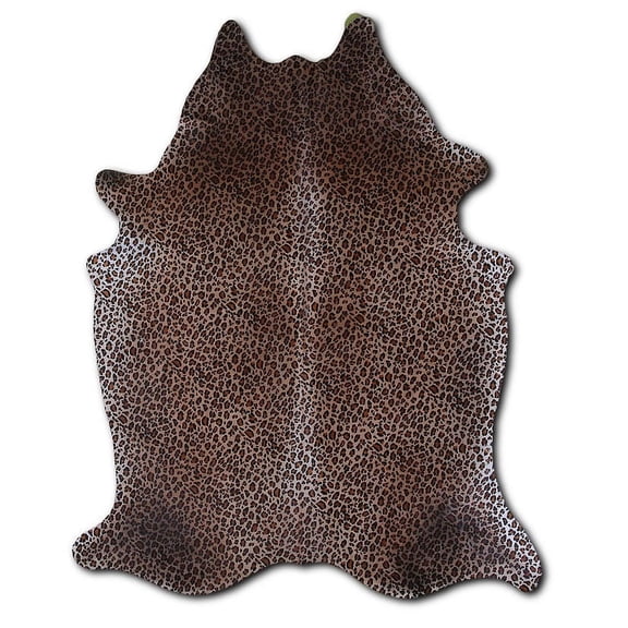 Secure PRINTED cowhide rugs for sale LEOPARD ON BEIGE rug