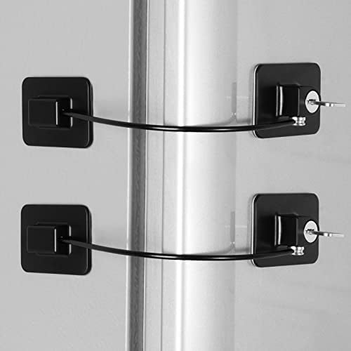 Secure Your Refrigerator and Cabinets with 2 Pcs Fridge Lock(4 Key) – Refrigerator Lock – Child and Adult Safety Locks with Keys for Pantry,Freezer,and More! (Black)
