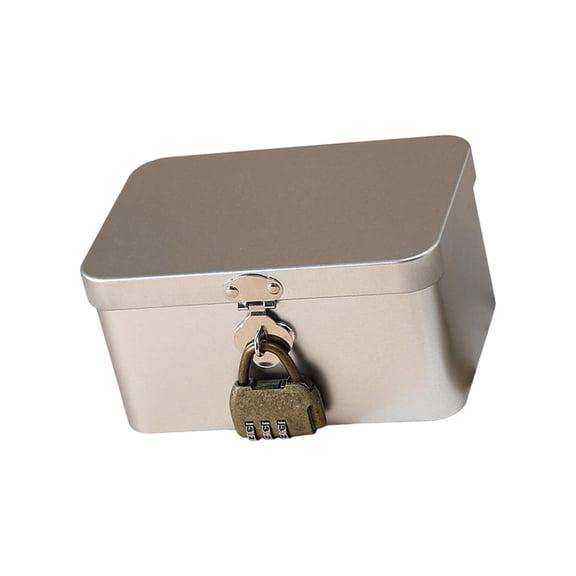 Secure Retro Styles Metal Organizers Box With Key Lock Desk Decorative Storage Solution