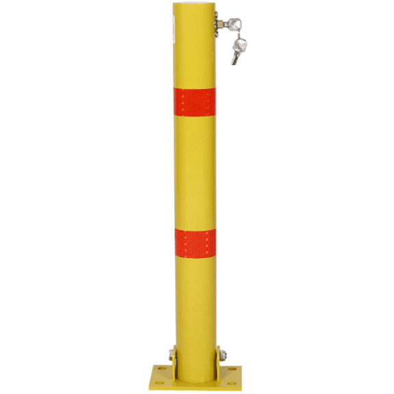 Secure Round Locking Bollard - Yellow Parking Post Guard