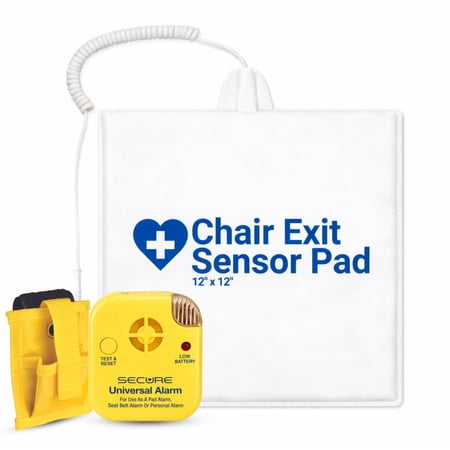 Secure Safety Solutions Chair Exit Alarm for Elderly Dementia Patients - 12" x 12" Sensor Pad, 80 dB Patient Alarm w/ Auto-Reset, Caregiver Alert Light - Fall Prevention Monitoring for Seniors