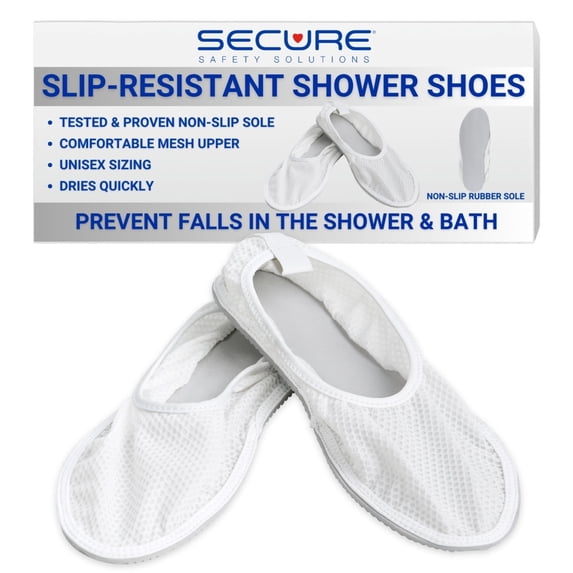 Secure Large Non Slip Shower Shoes for Men and Women - Slip Resistant Non Skid Tread Soles for Elderly Fall Prevention - Bathroom Slippers for Home, Gym, Spa, Hospital