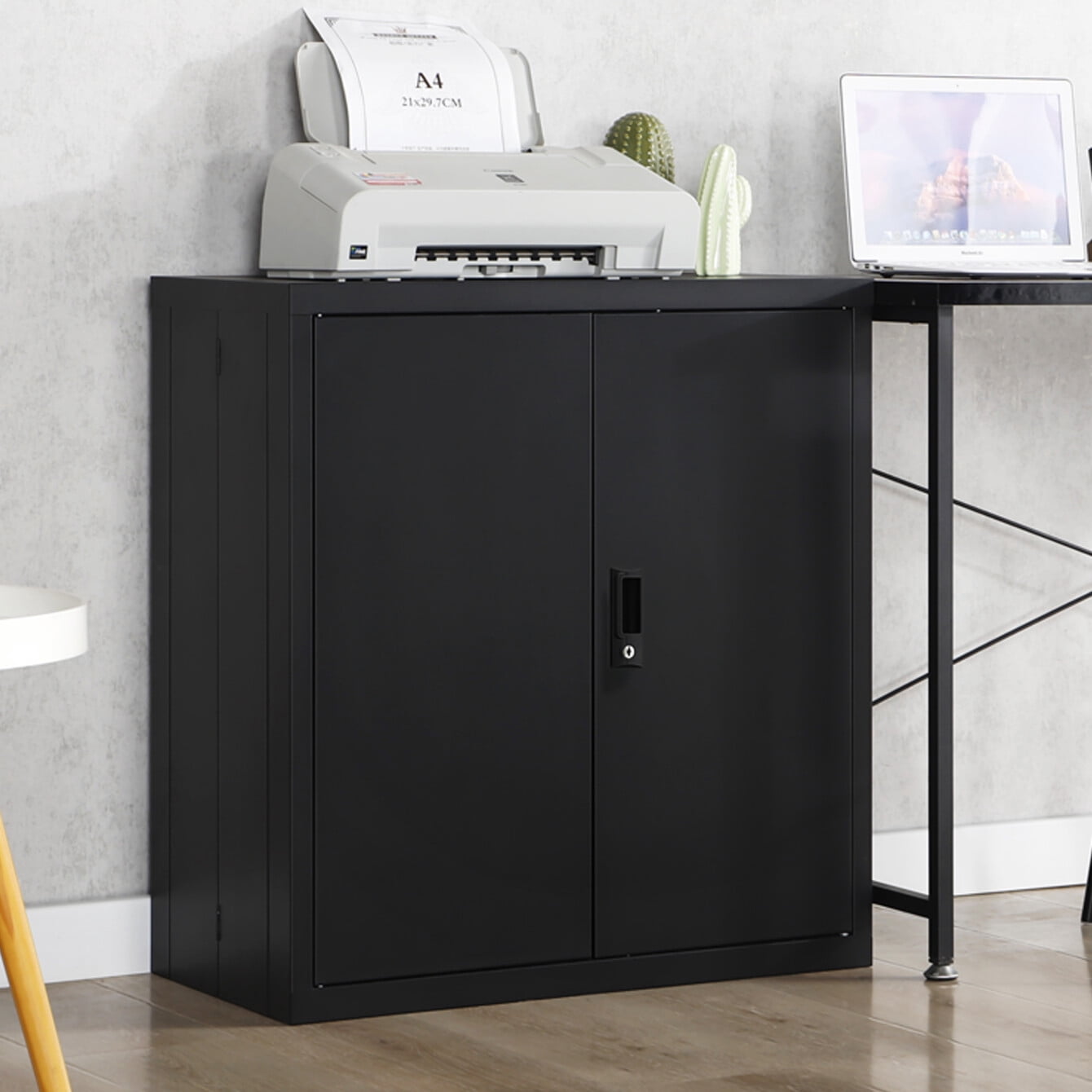Secure Storage Cabinet with Adjustable Shelves & Double-Lock Doors ...