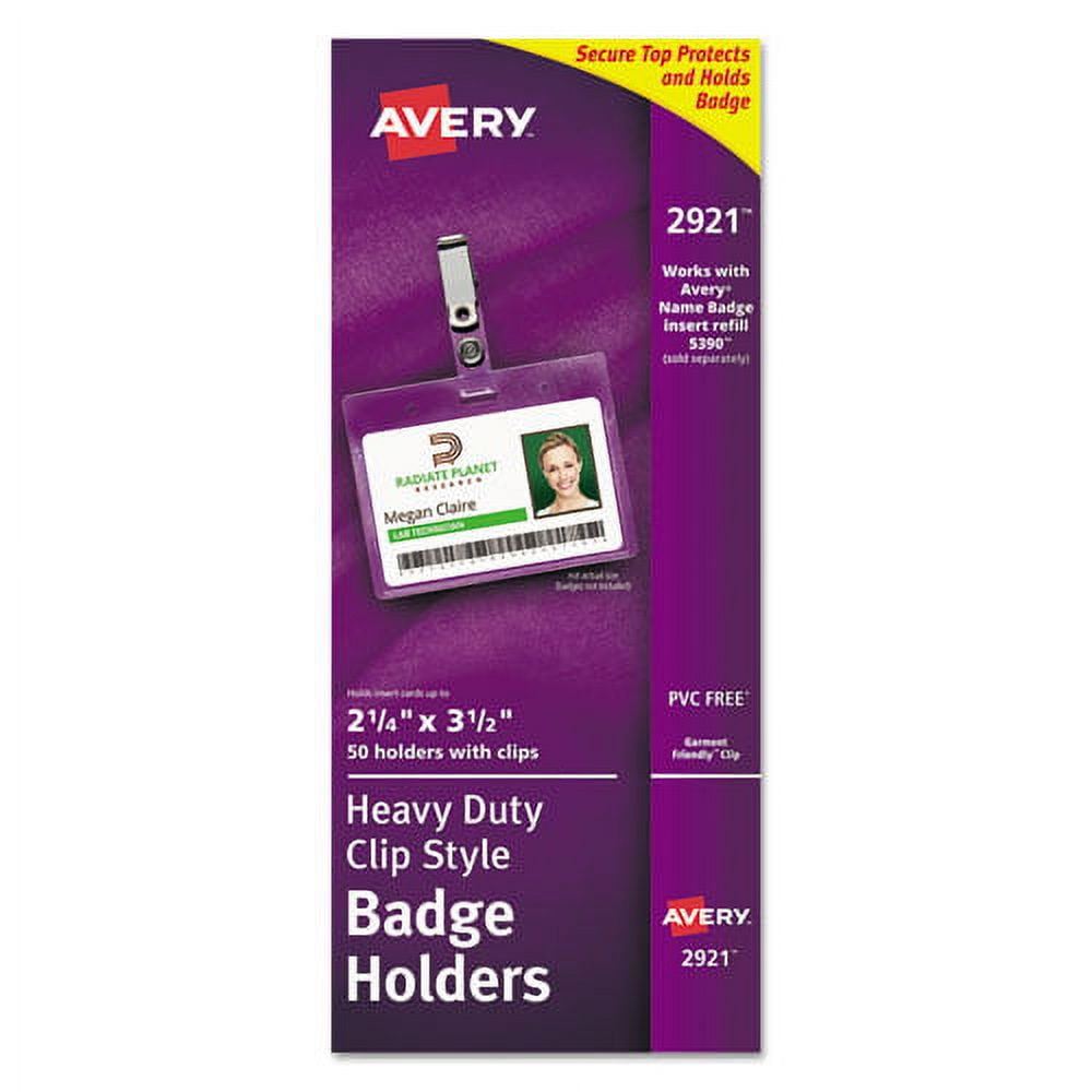 Secure Top Clip-Style Badge Holders, Horizontal, 2 1/4 x 3 1/2, Clear, 50/Box Secure Top Clip-Style Badge Holders, Horizontal, 2 1/4 x 3 1/2, Clear, 50/Box