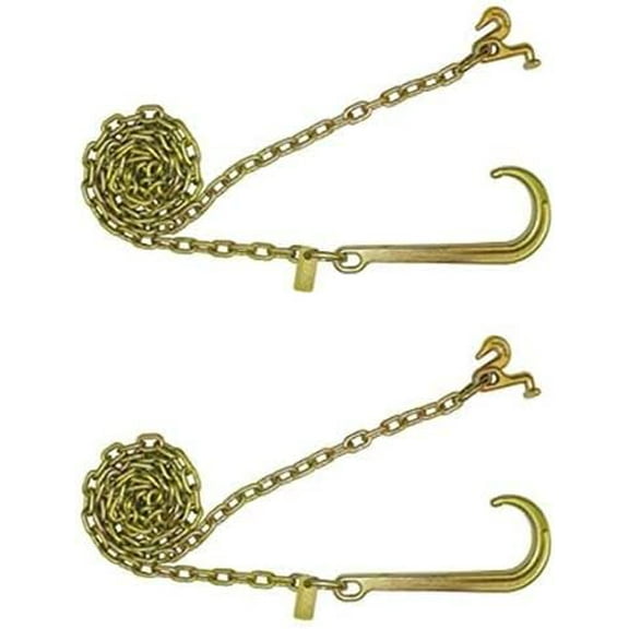 Secure Tow AF15JTG-10 (x2), 10' 'Classic Style' J Hook, T Hook Wrecker Tow Truck Chain, Grade 70 (One Pair)