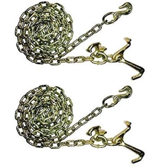 Secure Tow AFGRTJ-08 (x2), 5/16" x 8' Wrecker Tow Truck Chain with R, T, Mini J Cluster Hook, Grade 70 for Wrecker, Tow Truck, Rollback and More!