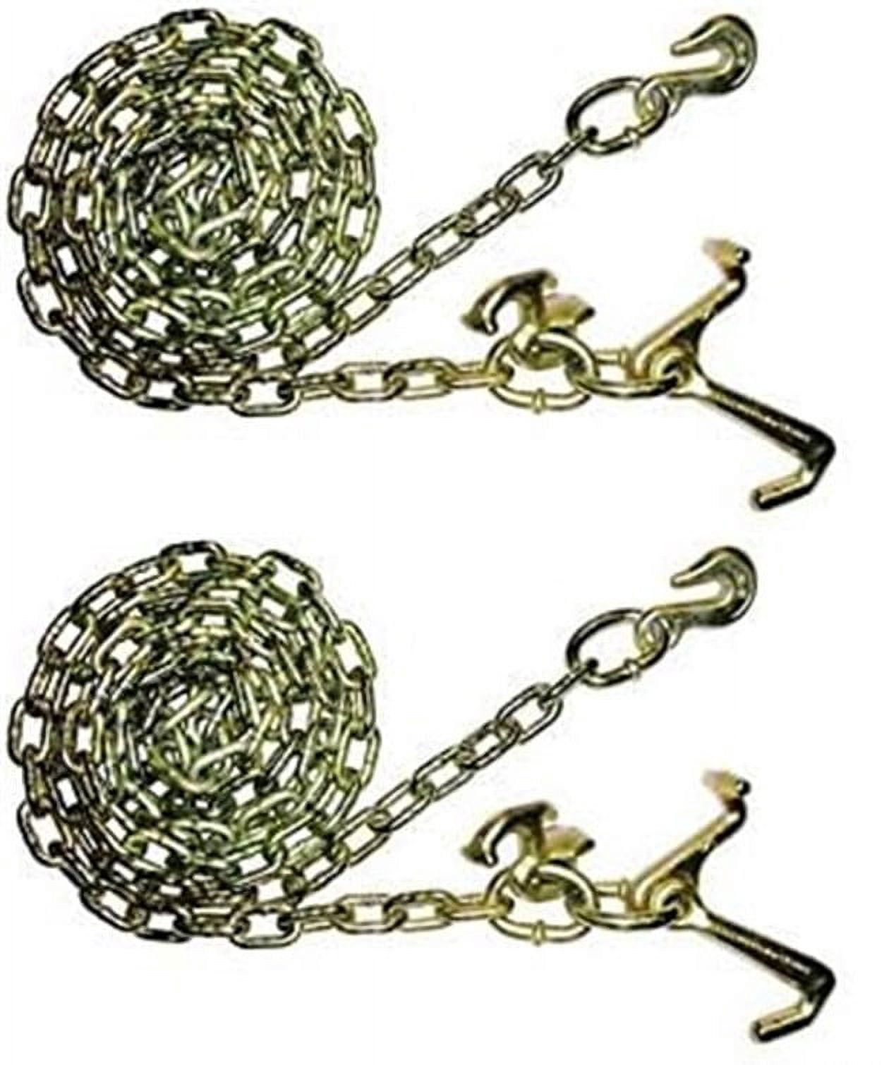 Secure Tow AFGRTJ-10 (x2), 5/16" x 10' Wrecker Tow Truck Chain with R, T, Mini J Cluster Hook, Grade 70 for Wrecker, Tow Truck, Rollback, Car Hauler, Carrier, Flat Bed, Compare to N711-GCL10.