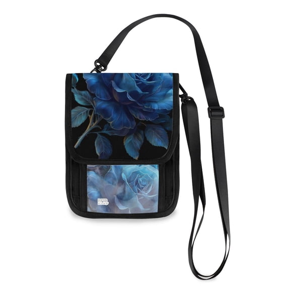 Secure Travel Neck Wallet Passport Holder Adjustable Strap For Men & Women 6*7.5in Rose Flame