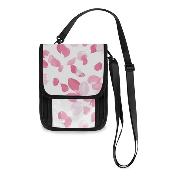 Secure Travel Neck Wallet Passport Holder Adjustable Strap For Men & Women 6*7.5in Blossom Petals Falling