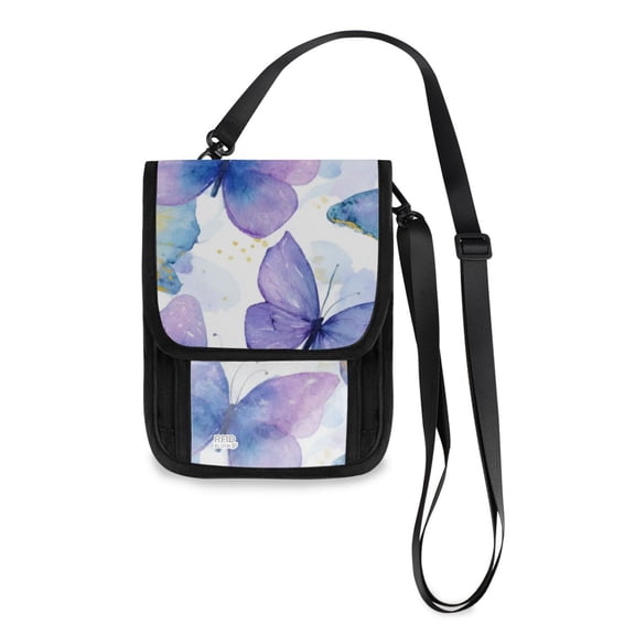 Secure Travel Neck Wallet Passport Holder Adjustable Strap For Men & Women 6*7.5in Colorful Geometric