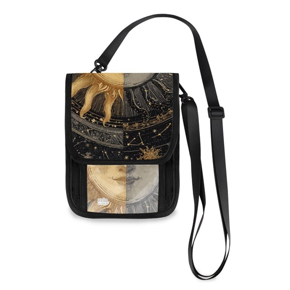 Secure Travel Neck Wallet Passport Holder Adjustable Strap For Men & Women 6*7.5in Mestery Sun Illustration