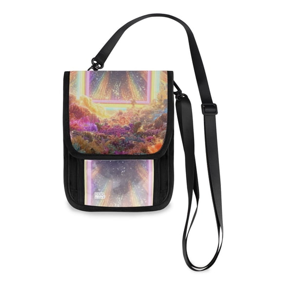 Secure Travel Neck Wallet Passport Holder Adjustable Strap For Men & Women 6*7.5in Rainbow Colored