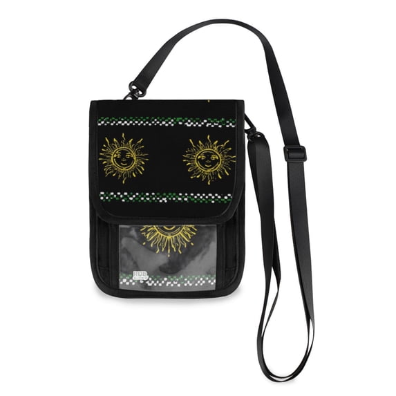 Secure Travel Neck Wallet Passport Holder Adjustable Strap For Men & Women 6*7.5in Panda & The Sun