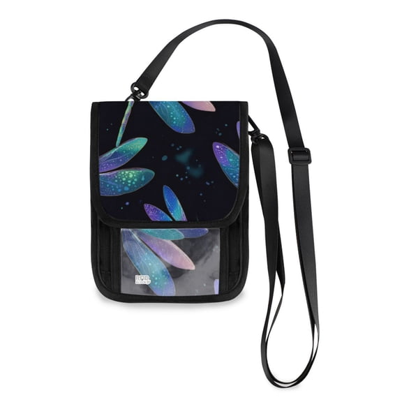Secure Travel Neck Wallet Passport Holder Adjustable Strap For Men & Women 6*7.5in Dragonflies Pattern