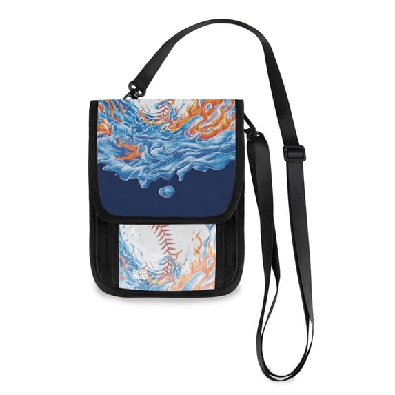 Secure Travel Neck Wallet Passport Holder Adjustable Strap For Men & Women 6*7.5in The Baseball