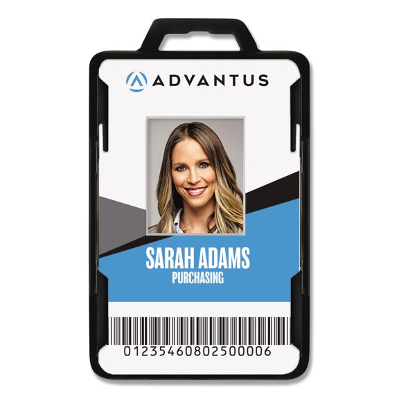 Secure-Two Card RFID Blocking Badge, Horizontal/Vertical, Black 3.68" x 2.38" Holder, 3.38" x 2.13" Insert, 20/Pack | Bundle of 5 Packs