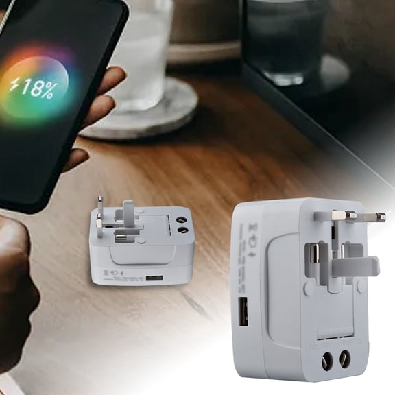 Secure Universal Plug Adapter Travel Power | Big 4K@60Hz Support | High-Quality Plug & Play | Gold-Plated | ** Made from high-quality fire- PC material desig White