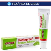 Secure Sensitive Denture Adhesive Cream with Aloe Vera & Myrrh, 12H Max Hold, Waterproof Seal - Zinc Free - For Uppers, Lowers & Partials - FSA HSA Approved - Food Grade Ingredients - 1.4 oz 1 Pack