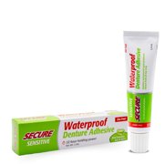 Secure Sensitive Denture Adhesive Cream with Aloe Vera & Myrrh, 12H Max Hold, Waterproof Seal - Zinc Free - For Uppers, Lowers & Partials - FSA HSA Approved - Food Grade Ingredients - 1.4 oz (1 Pack)