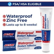 Secure Denture Adhesive Cream, 12-Hour Max Hold, Waterproof Seal - Zinc Free - For Uppers, Lowers & Partials - FSA HSA Approved - Food Grade Ingredients - 1.4 oz 2 Pack