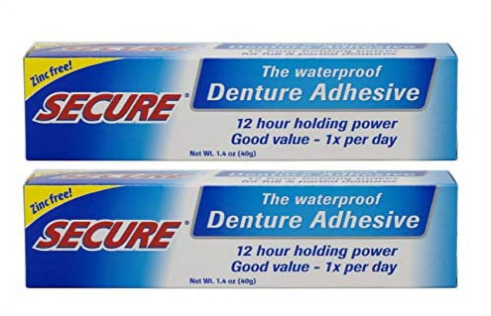 Secure Waterproof Denture Adhesive Zinc Free Extra Strong Hold For