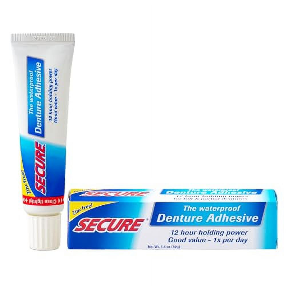 Secure Waterproof Denture Adhesive Zinc Free Extra Strong Hold For