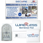 Secure Safety Solutions Wireless Chair and Bed Alarm for Elderly Adults - 12x12 and 12x30 Cordless Sensor Pads - Fall Prevention Caregiver Alert System, Dementia Patients Safety, Seniors Monitoring