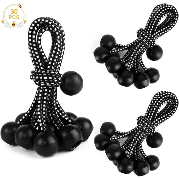 High-Quality Latex Core Bungee Balls, Durable Material For Heavy-Duty Secure Fastening, Portable And Lightweight Solution (Black)