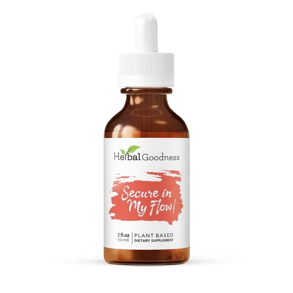 Secure in My Flow Extract 2 fl.oz - Menstrual Support, Hormone Harmony Health Supplement, Flow Ovarian Cycle Support, Fennel, Chaste - Herbal Goodness
