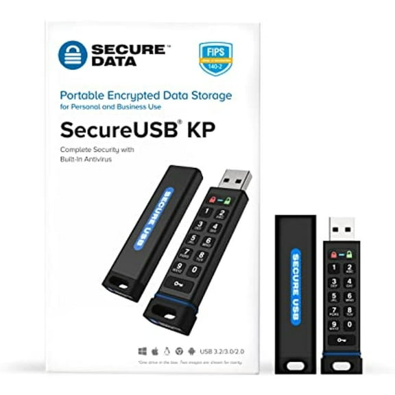 SecureData 8GB SecureUSB KP Encrypted Flash Drive with Pin Authentication