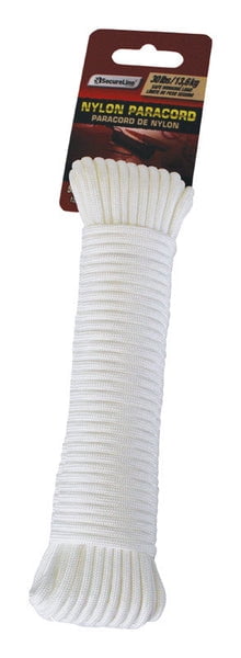 Secureline 5/32 in. D X 50 ft. L White Diamond Braided Nylon Paracord Secureline 5/32 in. D X 50 ft. L White Diamond Braided Nylon Paracord