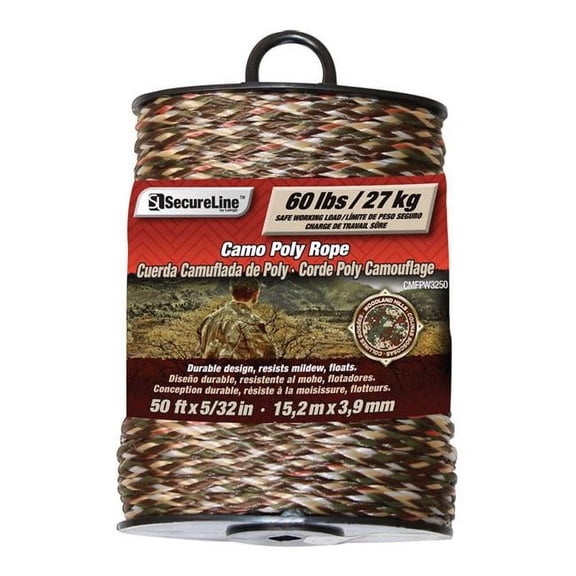 SecureLine 5/32 in. Dia. x 50 ft. L Braided Poly Rope Camouflage